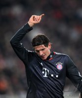Fussball 1. Bundesliga : Jubel nach dem Tor zum 0:1, Mario Gomez (FC Bayern Muenchen)
