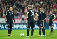 Fussball CHL&Atilde; Saison 12/13:  Arjen Robben, Bastian Schweinsteiger, David Alaba und Franck Ribery (v. li., FC Bayern Muenchen)