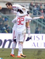 FUSSBALL SERIE A:  Jubel Mathieu Flamini auf Stephan El Shaarawy (AC Mailand)