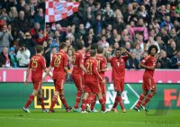 Fussball 1. Bundesliga, Saison 2012/2013: JUBEL mit Thomas Mueller , Holger Badstuber , Mario Mandzukic , Philipp Lahm , David Alaba und Dante (FC Bayern Muenchen)