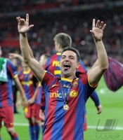 Fussball Champions League Finale 2011: Jubel Xavi Hernandez (Barca)