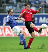 Fussball 1. Bundesliga: Frankfurt - Schalke, Zweikampf