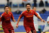 FUSSBALL SERIE A:  Marco Borriello, Leandro Greco (v. re., AS Rom)