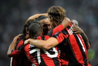 Fussball Champions League  Saison 2010/2011:  Ronaldinho, Zlatan Ibrahimovic (v. li., AC Mailand) , ENTT&acirc;&not;USCHT, ENTTAEUSCHT, ENTTAEUSCHUNG, ENTT&acirc;&not;USCHUNG, FRUST, FR