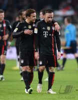 Fussball 1. Bundesliga Saison 14/15: Franck Ribery (FC Bayern Muenchen) und Mario Goetze (FC Bayern Muenchen)