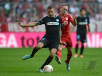Fussball 1. Bundesliga, Saison 2012/2013:  Sebastian Rudy (li, TSG 1899 Hoffenheim) gegen Franck Ribery (FC Bayern Muenchen)