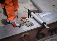 Einschieben Bahnbruecke Baustelle in Ergenzingen auf der Gaeubahn Strecke