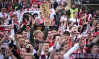 Fussball DFB Pokal Finale 24/25: Arminia Bielefeld - VfB Stuttgart, Public Viewing auf dem Schlossplatz