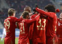 Fussball 1. Bundesliga, Saison 2012/2013:  Toni Kroos, Philipp Lahm, Mario Gomez, Dante  (v.li., FC Bayern Muenchen)