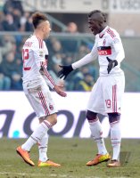 FUSSBALL SERIE A:  Stephan El Shaarawy und Niang M'Baye (v. li., AC Mailand)