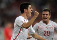 FUSSBALL International : JUBEL Moreno COSTANZO, Valentin STOCKER (v.li., Schweiz)