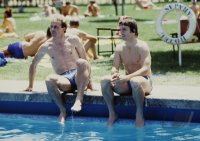 Fussball  WM 1982:  Rummenigge, Vogts am Pool