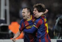 Fussball CHL  Saison 2010/2011:  JUBEL Lionel Messi und Andres Iniesta (Barca)