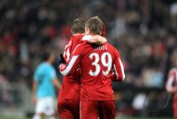 Fussball Champions League  Saison 2010/2011: (v. li.) Bayern JUBEL Bastian Schweinsteiger, Toni Kroos