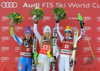 SKI Weltcup  Damen  ST. Moritz:  Siegerehrung