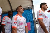 Fussball 1. Bundesliga :  David Alaba, Xherdan Shaqiri, Emre Can (v. li., FC Bayern Muenchen)