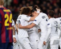 Fussball CHL  Saison 2014/2015: JUBEL Zlatan Ibrahimovic (Paris Saint-Germain) und David Luiz (Paris Saint-Germain)