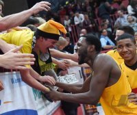 Basketball 1. Bundesliga 14/15 Hauptrunde:  Walter Tigers Tuebingen - Eisbaeren Bremerhaven