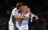 FUSSBALL  International CHL 09/10: JUBEL Thomas Mueller, Ivica Olic (v.li., FCB)