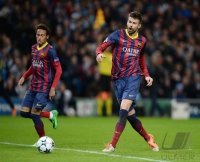 Fussball International CHL Saison 13/14: Gerard Pique (Barca) und Neymar (Barca)