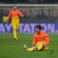 FUSSBALL INTERNATIONAL CHL ACHTELFINALE 12/13: Lionel Messi (Barca) enttaeuscht