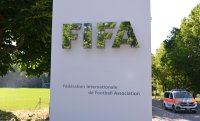 Schriftzug des Home of FIFA in Zuerich