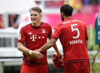 Fussball 1. Bundesliga Saison 14/15: JUBEL Bastian Schweinsteiger (FC Bayern Muenchen)