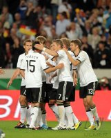 Fussball International  Testspiel: JUBEL nach dem TOR , Miroslav KLOSE, Christian TRAESCH , Bastian SCHWEINSTEIGER, Thomas MUELLER (v. li., Deutschland)