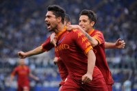 FUSSBALL SERIE A:  Marco Borriello, Leandro Greco (v. li., AS Rom)