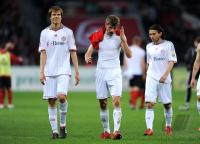 Fussball 1. Bundesliga : Holger Badstuber, Thomas Mueller, Danijel Pranjic (v. li., FCB)