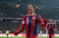 Fussball 1. Bundesliga Saison 14/15: JUBEL Bastian Schweinsteiger (FC Bayern Muenchen)