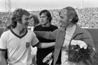 Fussball 1. Bundesliga Saison 1972/1973:  Lattek, Zobel (FC Bayern)