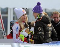 SKI Weltcup  Damen  ST. Moritz:  Lindsey VONN (USA) und Maria HOEFL-RIESCH (GER)