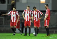 Fussball 3. Bundesliga: Danny Schwarz, Christoph Knasmueller, Nazif Hajdarovic (v. li., FC Bayern II)