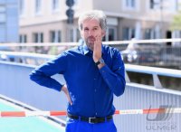 Eroeffnung Radbruecke Tuebingen; Tuebingens Oberbuergermeister Boris Palmer (Die Gruenen)