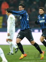 FUSSBALL SERIE A:  Jubel Diego Milito (Inter Mailand)