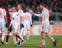 Fussball 1. Bundesliga, Saison 2012/2013:  Philipp Lahm, Bastian Schweinsteiger und Thomas Mueller (v. li. FC Bayern Muenchen)