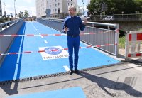 Eroeffnung Radbruecke Tuebingen; Tuebingens Oberbuergermeister Boris Palmer (Die Gruenen)