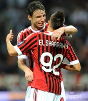 FUSSBALL SERIE A:  Jubel Mark Van Bommel , Stephan El Shaarawy (v. li., AC Mailand)