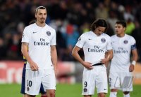 Fussball CHL  Saison 2014/2015: Zlatan Ibrahimovic (Paris Saint-Germain) und Edinson Cavani (Paris Saint-Germain)