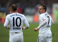 Fussball 1. Bundesliga, Saison 2011/2012: Arjen Robben (li.) mit Franck Ribery (FC Bayern Muenchen)