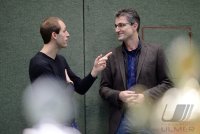 Hallenfussball Stadtpokal Tuebingen; Talkrunde mit DFB Schiedsrichter Kircher und Schaal