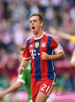 Fussball 1. Bundesliga Saison 14/15: JUBEL Philipp Lahm (FC Bayern Muenchen)