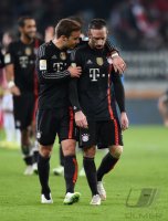 Fussball 1. Bundesliga Saison 14/15: Franck Ribery (FC Bayern Muenchen) und Mario Goetze (FC Bayern Muenchen)