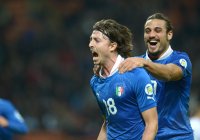 Fussball International WM Qualifikation 2014:  Jubel Riccardo Montolivo und Pablo Osvaldo (v. li., Italien)