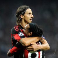 Fussball Champions League  Saison 2010/2011:  Ronaldinho, Zlatan Ibrahimovic (v. li., AC Mailand) , ENTT&acirc;&not;USCHT, ENTTAEUSCHT, ENTTAEUSCHUNG, ENTT&acirc;&not;USCHUNG, FRUST, FR