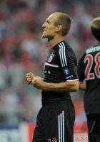 Fussball CHL  Saison 2011/2012: JUBEL Arjen Robben (FC Bayern Muenchen)