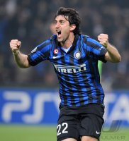 Fussball Champions League  Saison 2011/2012:  Jubel Diego Milito (Inter Mailand)
