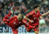 Fussball CHL Saison 2011/2012:  Gomez (FC Bayern Muenchen) und Schweinsteiger (FC Bayern Muenchen)