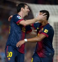 FUSSBALL Primera Division/Super Cup 2012: JUBEL Lionel Messi (Barca)